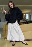 Paloma Bubble Hem Midi Skirt Stone